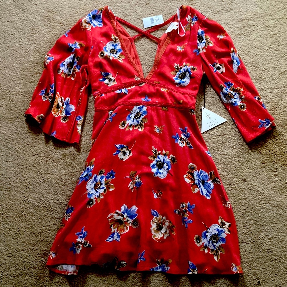 Orange and blue floral mini dress size medium